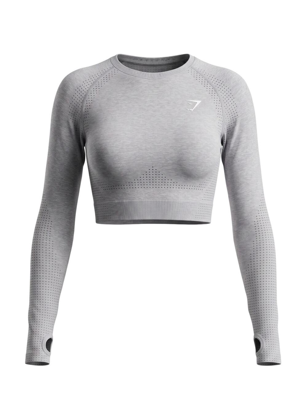 Gymshark Women's XS Vital Seamless Crop 2.0 Long Sleeve athletic top Gray